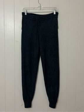MaisonCashmere Women’s 100% Cashmere Jogger Pants Charcoal Gray M Italy